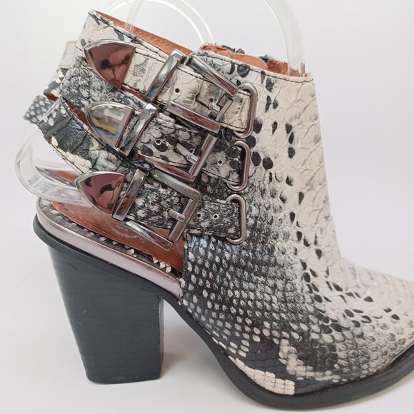 Jeffrey Campbell Ankle Booties Ibeza Carlton Snake Python Buckle Heels Size 6.5 - Picture 12 of 16